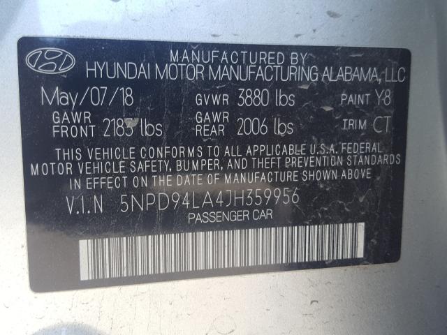 Photo 9 VIN: 5NPD94LA4JH359956 - HYUNDAI ELANTRA EC 