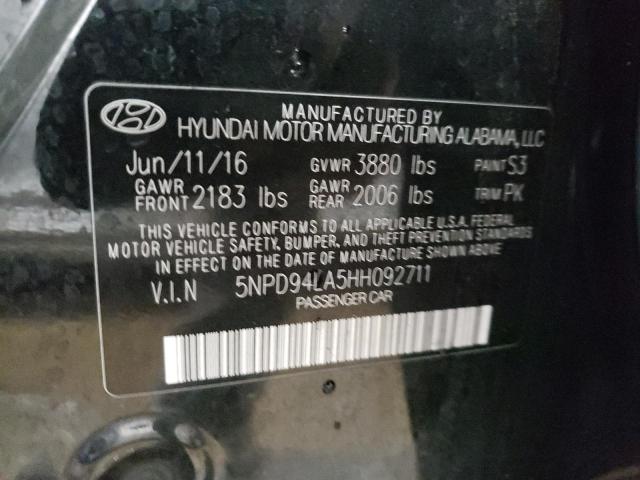 Photo 9 VIN: 5NPD94LA5HH092711 - HYUNDAI ELANTRA EC 