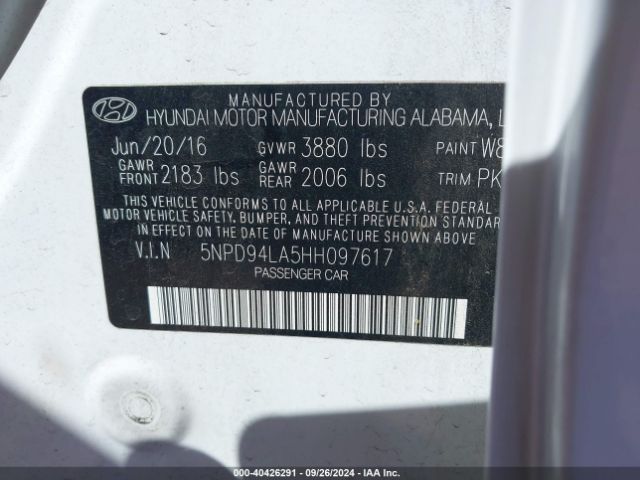 Photo 8 VIN: 5NPD94LA5HH097617 - HYUNDAI ELANTRA 