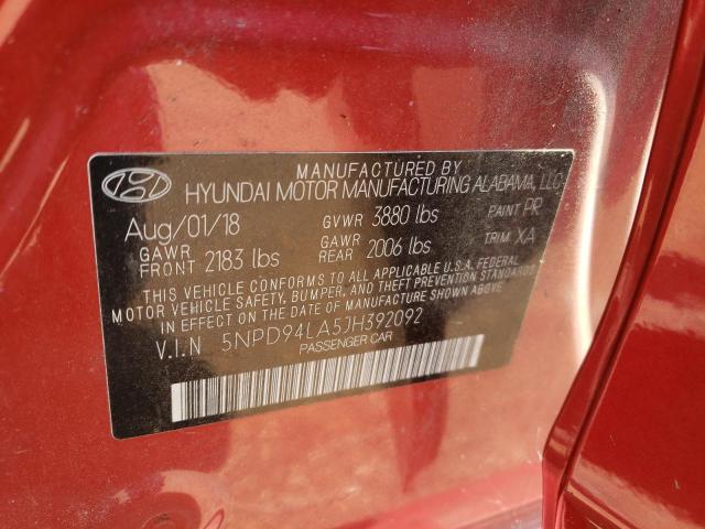 Photo 12 VIN: 5NPD94LA5JH392092 - HYUNDAI ELANTRA EC 