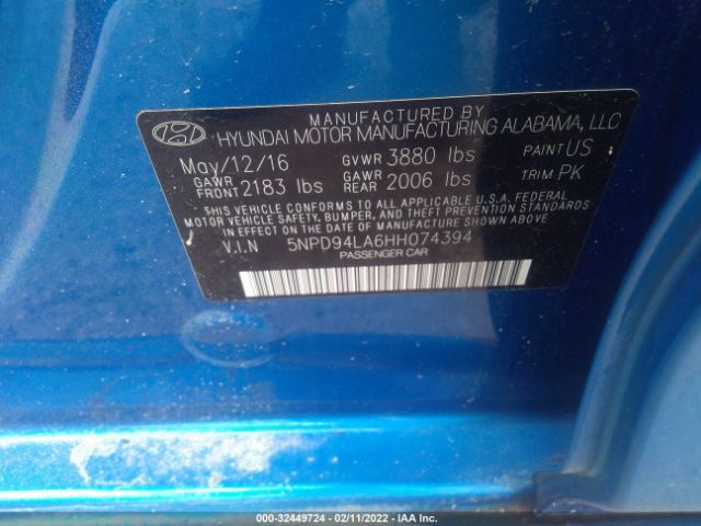 Photo 8 VIN: 5NPD94LA6HH074394 - HYUNDAI ELANTRA 