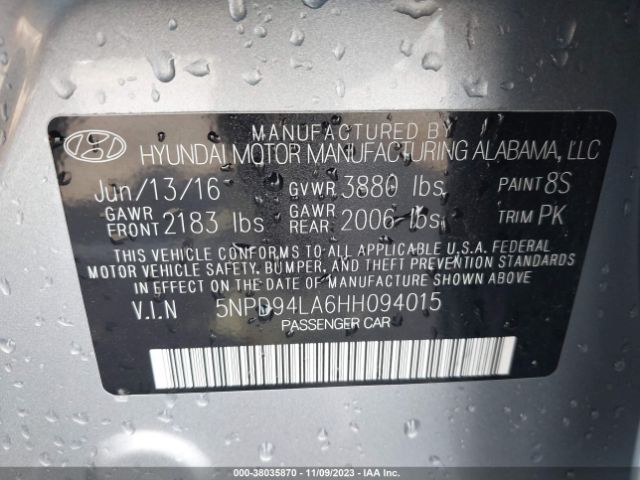 Photo 8 VIN: 5NPD94LA6HH094015 - HYUNDAI ELANTRA 