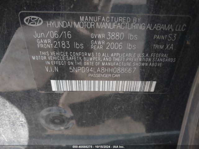 Photo 8 VIN: 5NPD94LA8HH088667 - HYUNDAI ELANTRA 