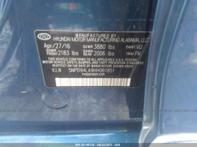 Photo 8 VIN: 5NPD94LA9HH061851 - HYUNDAI ELANTRA 