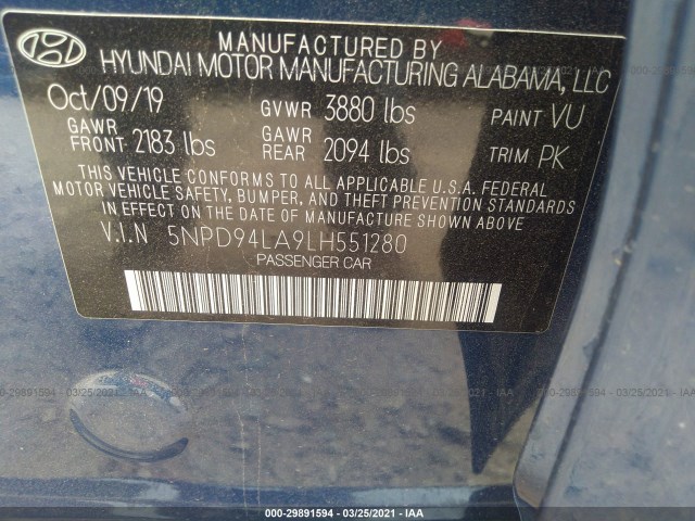 Photo 8 VIN: 5NPD94LA9LH551280 - HYUNDAI ELANTRA 