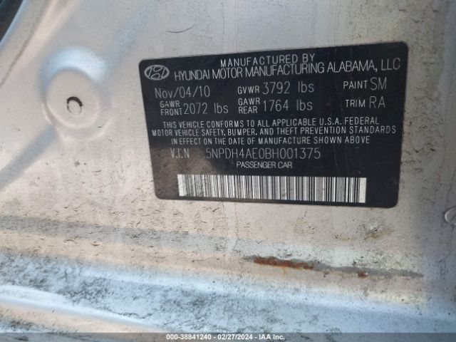 Photo 8 VIN: 5NPDH4AE0BH001375 - HYUNDAI ELANTRA 