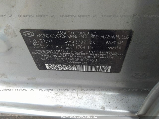 Photo 8 VIN: 5NPDH4AE0BH035428 - HYUNDAI ELANTRA 