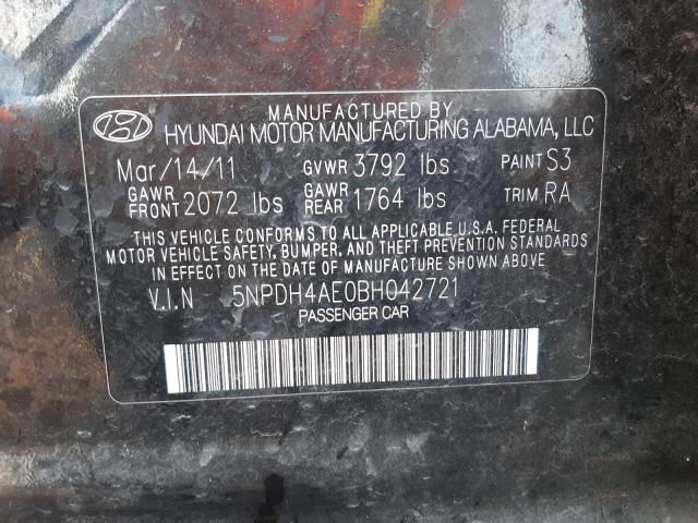 Photo 11 VIN: 5NPDH4AE0BH042721 - HYUNDAI ELANTRA GL 