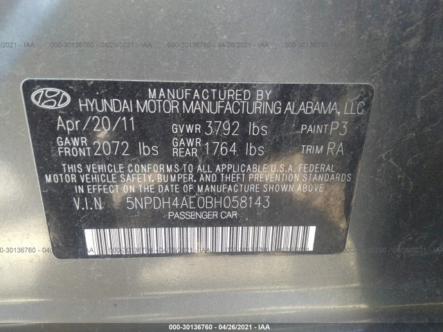 Photo 8 VIN: 5NPDH4AE0BH058143 - HYUNDAI ELANTRA 