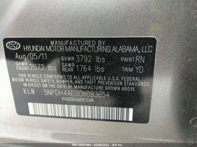 Photo 8 VIN: 5NPDH4AE0CH093654 - HYUNDAI ELANTRA 