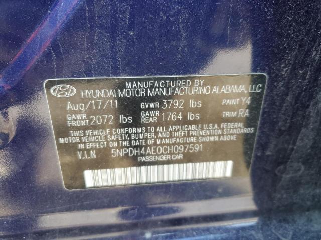 Photo 12 VIN: 5NPDH4AE0CH097591 - HYUNDAI ELANTRA GL 