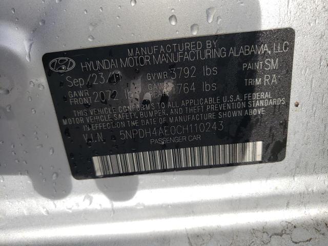 Photo 9 VIN: 5NPDH4AE0CH110243 - HYUNDAI ELANTRA GL 