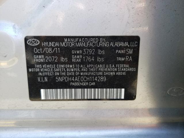 Photo 9 VIN: 5NPDH4AE0CH114289 - HYUNDAI ELANTRA GL 