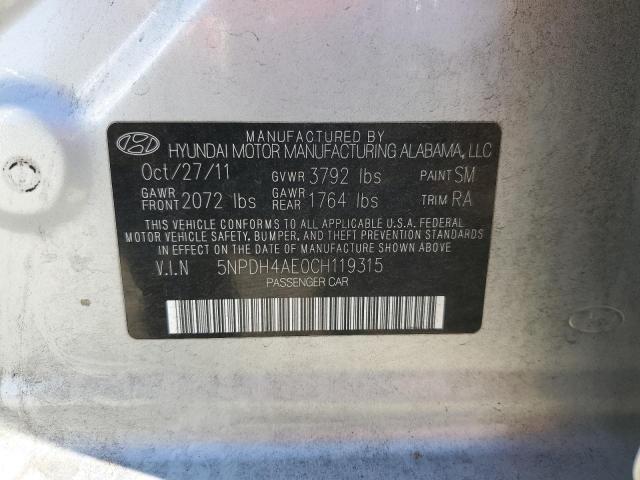 Photo 12 VIN: 5NPDH4AE0CH119315 - HYUNDAI ELANTRA GL 