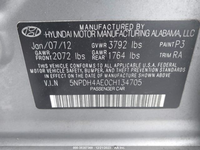 Photo 8 VIN: 5NPDH4AE0CH134705 - HYUNDAI ELANTRA 