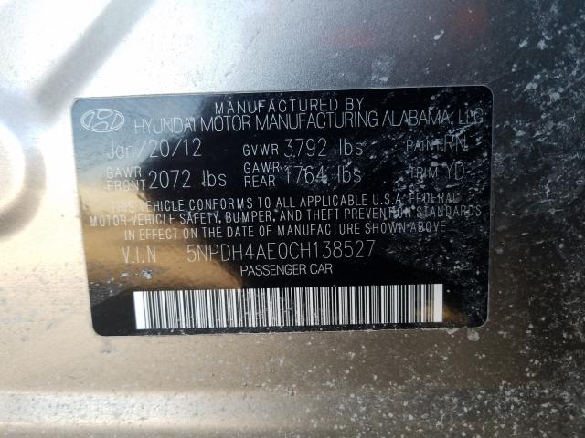 Photo 9 VIN: 5NPDH4AE0CH138527 - HYUNDAI ELANTRA GL 