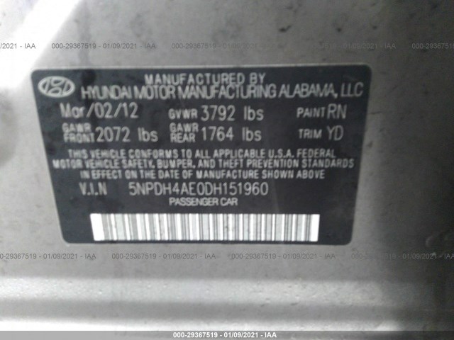 Photo 8 VIN: 5NPDH4AE0DH151960 - HYUNDAI ELANTRA 