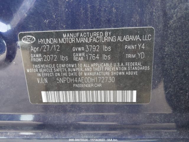 Photo 8 VIN: 5NPDH4AE0DH172730 - HYUNDAI ELANTRA 