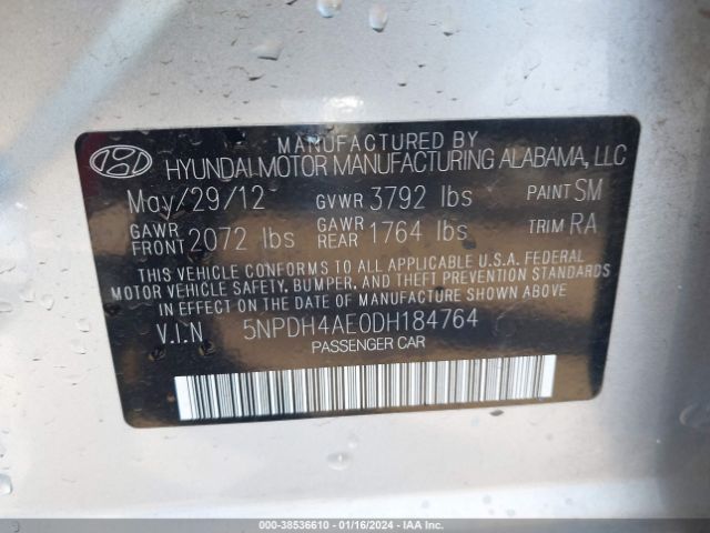 Photo 8 VIN: 5NPDH4AE0DH184764 - HYUNDAI ELANTRA 