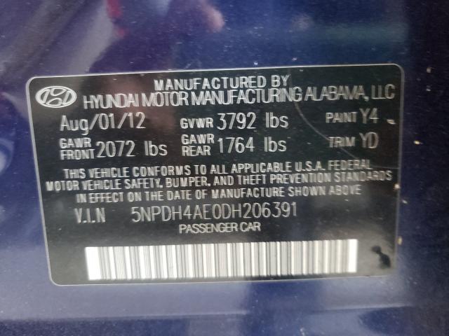 Photo 9 VIN: 5NPDH4AE0DH206391 - HYUNDAI ELANTRA GL 