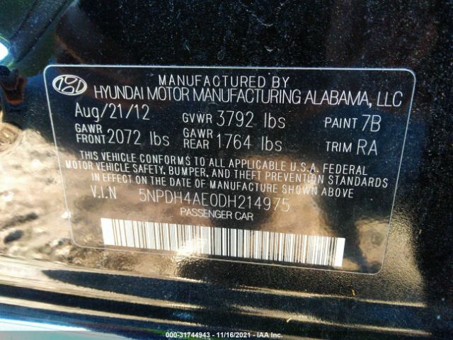 Photo 8 VIN: 5NPDH4AE0DH214975 - HYUNDAI ELANTRA 