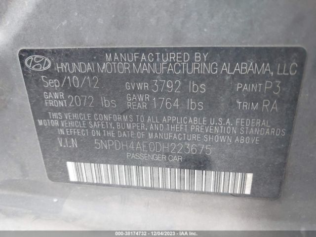 Photo 8 VIN: 5NPDH4AE0DH223675 - HYUNDAI ELANTRA 