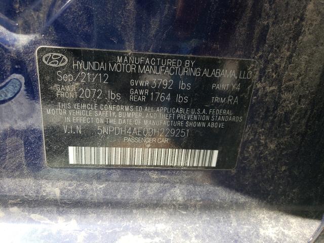 Photo 9 VIN: 5NPDH4AE0DH229251 - HYUNDAI ELANTRA GL 