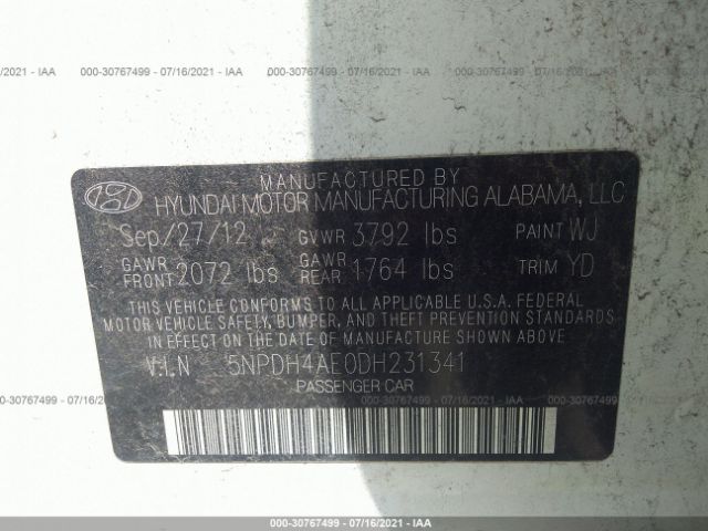 Photo 8 VIN: 5NPDH4AE0DH231341 - HYUNDAI ELANTRA 