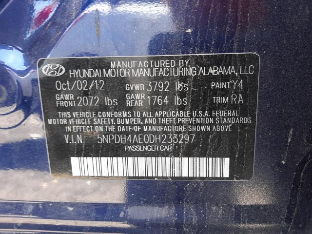 Photo 9 VIN: 5NPDH4AE0DH233297 - HYUNDAI ELANTRA GL 