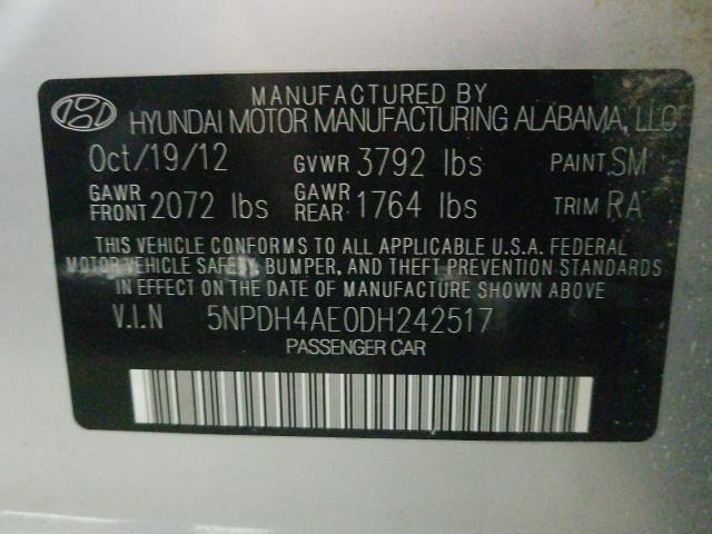 Photo 9 VIN: 5NPDH4AE0DH242517 - HYUNDAI ELANTRA GL 