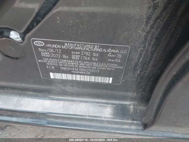 Photo 8 VIN: 5NPDH4AE0DH250519 - HYUNDAI ELANTRA 