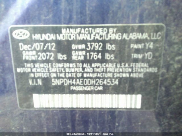 Photo 8 VIN: 5NPDH4AE0DH264534 - HYUNDAI ELANTRA 