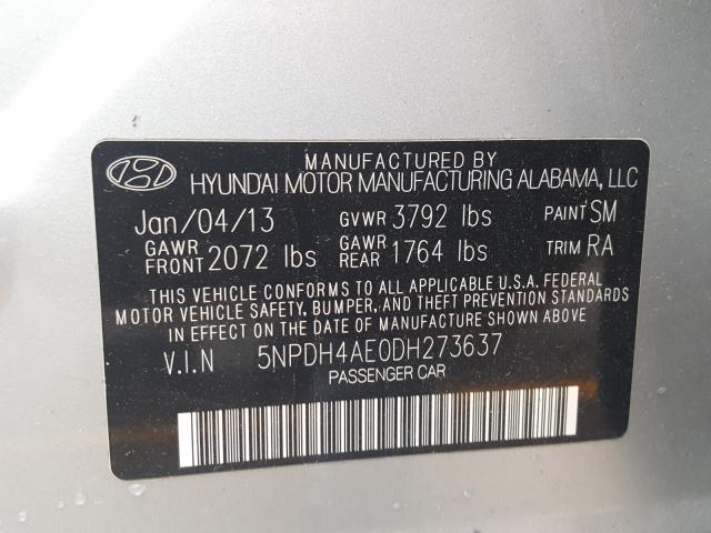 Photo 9 VIN: 5NPDH4AE0DH273637 - HYUNDAI ELANTRA GL 