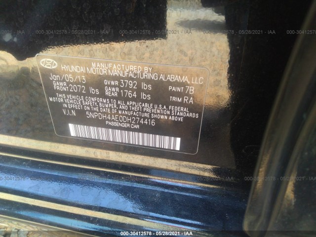 Photo 8 VIN: 5NPDH4AE0DH274416 - HYUNDAI ELANTRA 