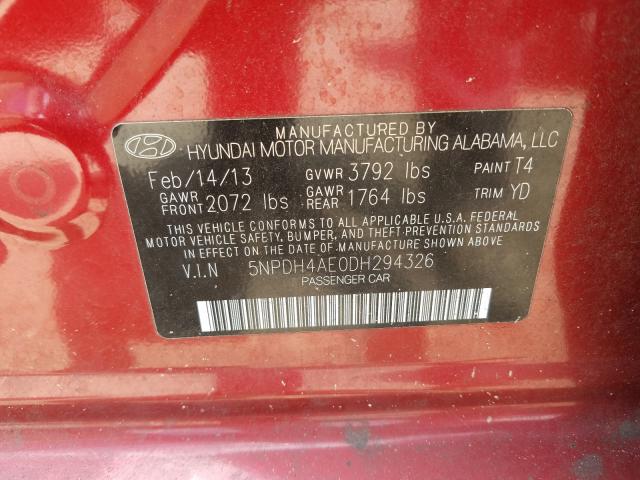 Photo 9 VIN: 5NPDH4AE0DH294326 - HYUNDAI ELANTRA GL 