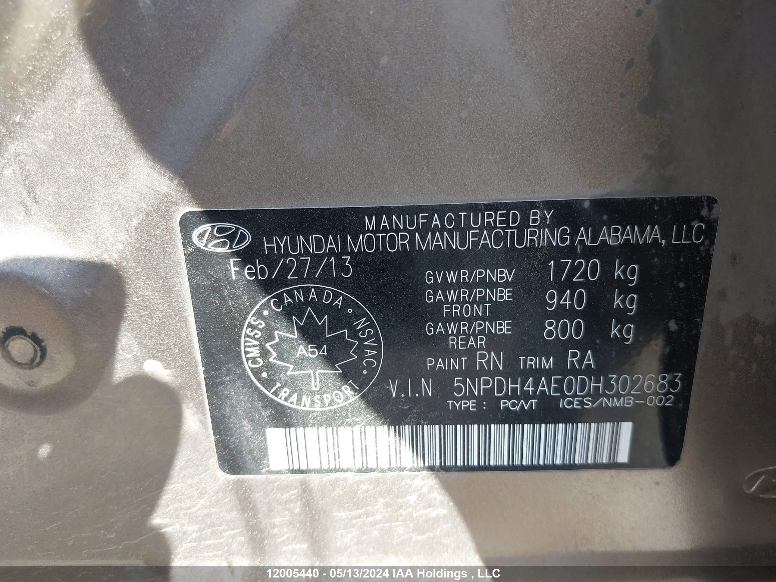 Photo 8 VIN: 5NPDH4AE0DH302683 - HYUNDAI ELANTRA 