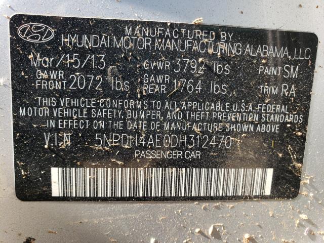 Photo 9 VIN: 5NPDH4AE0DH312470 - HYUNDAI ELANTRA GL 