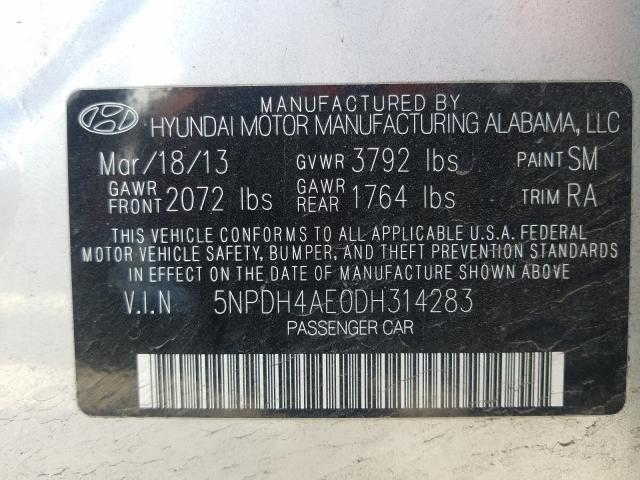 Photo 9 VIN: 5NPDH4AE0DH314283 - HYUNDAI ELANTRA 