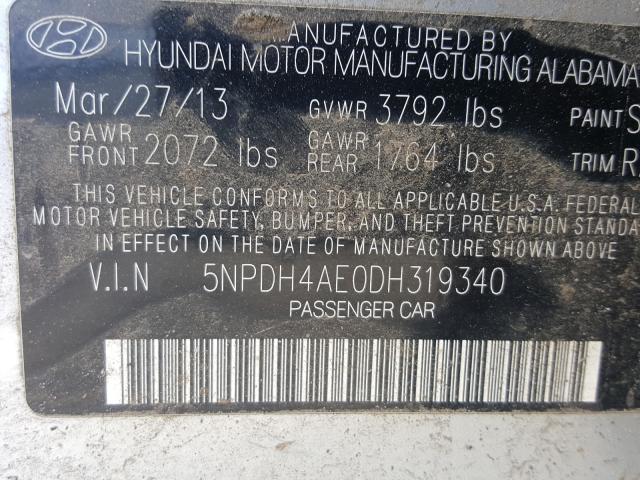 Photo 9 VIN: 5NPDH4AE0DH319340 - HYUNDAI ELANTRA GL 