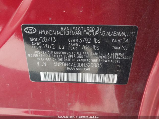 Photo 8 VIN: 5NPDH4AE0DH320083 - HYUNDAI ELANTRA 