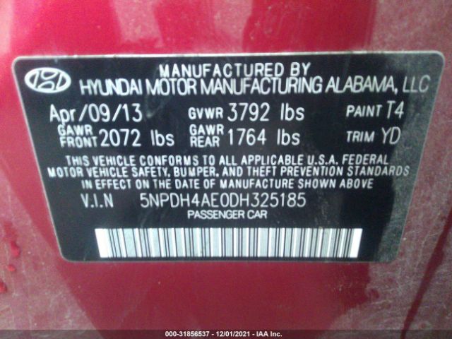 Photo 8 VIN: 5NPDH4AE0DH325185 - HYUNDAI ELANTRA 