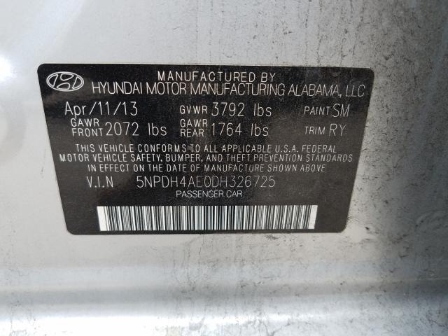 Photo 9 VIN: 5NPDH4AE0DH326725 - HYUNDAI ELANTRA GL 