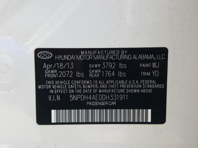 Photo 9 VIN: 5NPDH4AE0DH331911 - HYUNDAI ELANTRA GL 