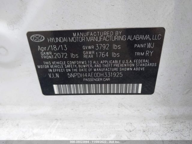 Photo 8 VIN: 5NPDH4AE0DH331925 - HYUNDAI ELANTRA 