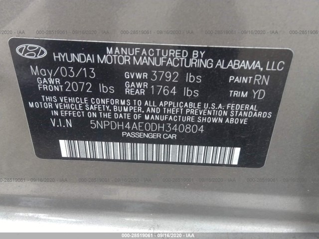 Photo 8 VIN: 5NPDH4AE0DH340804 - HYUNDAI ELANTRA 