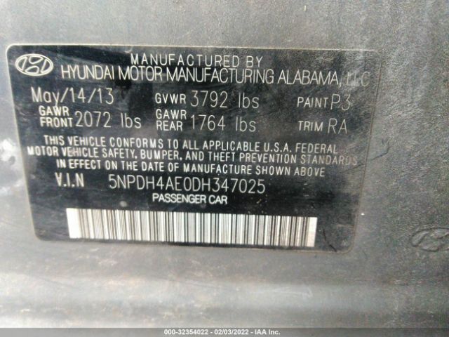 Photo 8 VIN: 5NPDH4AE0DH347025 - HYUNDAI ELANTRA 