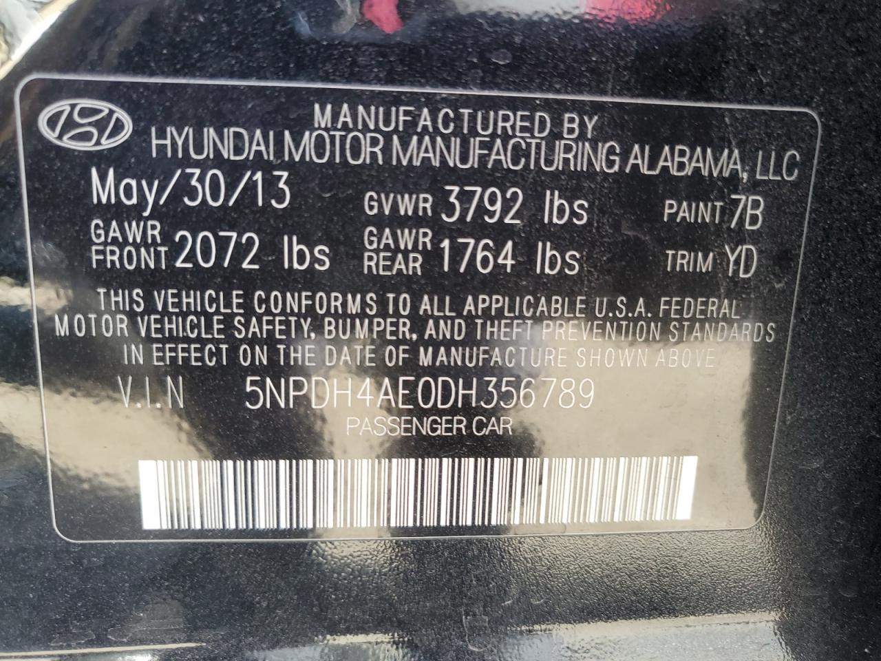 Photo 11 VIN: 5NPDH4AE0DH356789 - HYUNDAI ELANTRA 