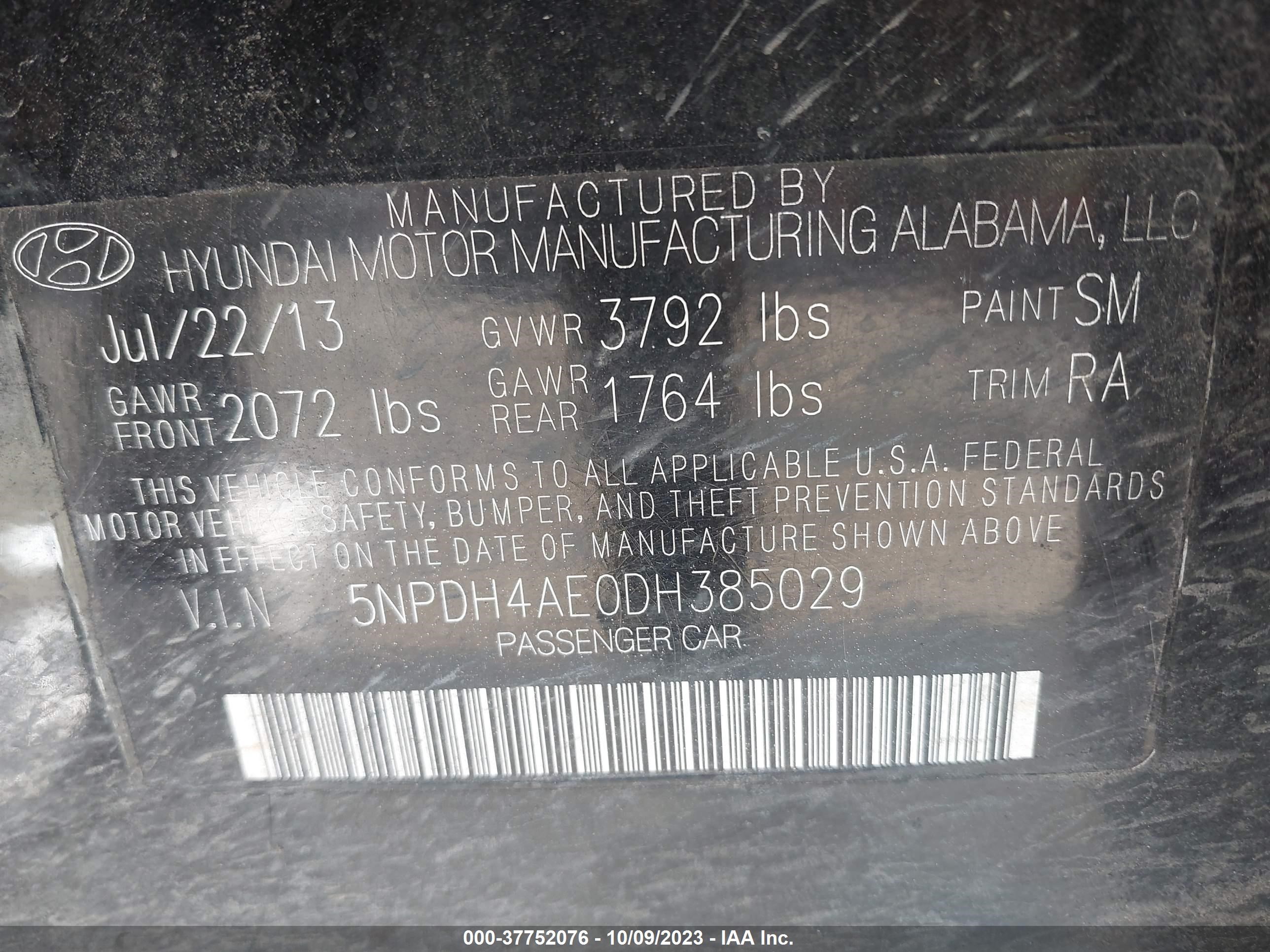 Photo 8 VIN: 5NPDH4AE0DH385029 - HYUNDAI ELANTRA 