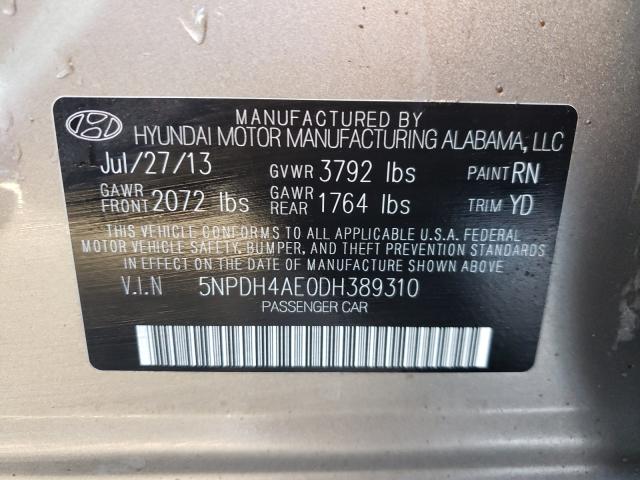 Photo 9 VIN: 5NPDH4AE0DH389310 - HYUNDAI ELANTRA GL 