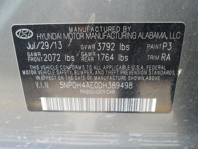 Photo 9 VIN: 5NPDH4AE0DH389498 - HYUNDAI ELANTRA GL 